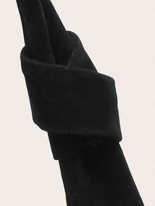 Women's Crescent-Shaped Shoulder Bag, Solid Color Suede, Large Capacity, Rivet Decor, Vintage Versatile Commuter Style Shoulder Bag, Suitable For Outings - Black - View 5