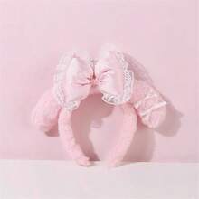 Sanrio Serre-tête doux et Sanrio Kuromi My Melody, serre-tête en peluche d'anime mignon de style princesse avec accessoires. Fournitures pour dortoir et salle de bain, idéal pour les cadeaux d'anniversaire, Halloween, Noël. Accessoires pour cheveux.