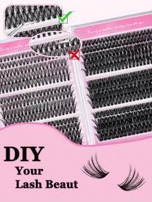 SEXYSHEEP 520pcs D-Curl Eyelash Extension Kit, DIY 30D, 40D, 50D, 60D, 80D, 100D Lash Extension Set, Soft & Fine 8-16mm Mixed Single Lashes, Includes Lash Glue, Sealant, Tweezers & Brush For Easy At-Home Application - Black - View 4