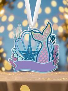 1pc Christmas Acrylic Ornament ,Mermaid Tail Shell Starfish Shape Acrylic Hanging Decor, Mermaid Theme Ocean Style Party Decoration, Christmas Tree Decoration Hanging Ornament, Christmas Home Mermaid Decor, Unique Legendary Mermaid Fantasy Art Holiday Decor Home Decor Christmas Decorations Room Decor