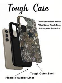 A Stylish Phone Case That Does Not Include A Lanyard Or Stand. This Whimsical 2-In-1 Retro Collage Phone Case Features An Aesthetic Star Design And Abstract Art Design. It Is Compatible With Samsung Galaxy S25/S25 Plus/S25 Ultra/S24/S24 Plus/S24 Ultra/S24 FE/S23/S23+/S23 Ultra/S22/S22+/S22 Ultra/S21/S21+/S21 Ultra/S20 Ultra/A71/A56/A55/A54/A53/A52/A34/A26/A15/A16/A14/A13/A06 And  17, 17 Air, 17 Pro, 16, 16 Plus, 16 Pro Max, 15 Plus, 15 Pro, 15 Pro Max, 14, 14 Plus, 14 Pro, 14 Pro Max, 13, And 13 Pro Max. - 多色 2 - 查看 2