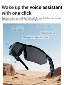 1pc Smart Glasses New Black Technology Wireless Headphones For Men And Women Outdoor Cycling Sports Navigation Voice Listening To Music Calling Voice Assistant Wake Up Remote Control Photography Apple Android Mobile Phone Universal Anti-Ultraviolet Sun Sunglasses Suitable For A Variety Of Face Shapes