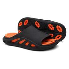 Men's Slide Slippers Soft Comfortable Removable Insole. - Negro - Ver 2