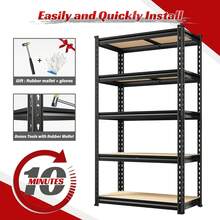 Set Of 2 Storage Shelves 5 Tier Garage Shelving Heavy Duty Metal Shelving 2000LBS Garage Shelves Adjustable Metal Shelf For Kitchen Warehouse Pantry Closet, 27.6" W X 11.8" D X 60" H - màu đen - Xem 8