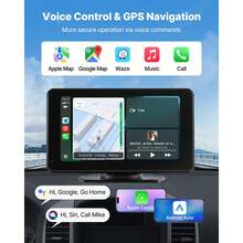 Wireless Car Stereo, 7-Inch HD Portable Radio Touch Screen Compatible With Apple CarPlay & Android Auto, CarPlay Screen With Backup Camera, Voice Control, Mirror Link, Bluetooth, GPS Navigation - 7 inch - Xem 3