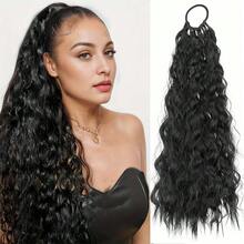 Peluca de cola de caballo resistente al calor para mujeres - Rubio beige claro natural esponjoso ondulado, fibra resistente a altas temperaturas, apta para uso diario, fiesta, Halloween, Navidad - Se adapta a todos los tipos de cabello. Peluca de cola de caballo, textura ondulada, estilo de moda, esencial para ocasiones especiales, duradera - Multicolor - Ver 10
