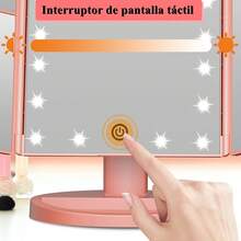 Espejo De Maquillaje Tríptico, Espejo luz led Maquillaje HD con 22 Luces LED,Espejo con Luz para Makeup con USB Cable, Espejo para Maquillaje con Aumentos, Base con Movimiento 180 ° ,Oro rosa - Oro rosa - Ver 2