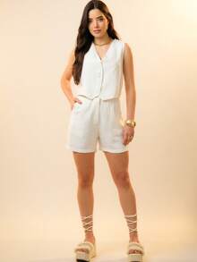 Bruna Vest And Shorts Set In Tailored Fabric - Launch 2025 - trắng - Xem 1