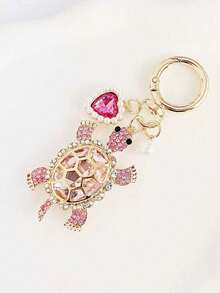 1pc Creative Cute Rhinestone Ocean Turtle Keychain, Alloy Crystal Animal Keyring, Heart-Shaped Faux Pearl Bag Charm, Exquisite Gift For Graduation, Back To School, Birthday Halloween Accessories Teachers Day Gifts For Mother, Father, Graduation, And Teacher - Multicolor - View 10