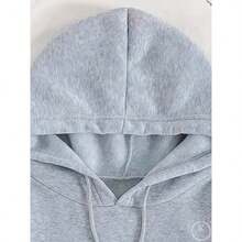 Unisex Plain Kangaroo Hooded Sweatshirt Blouse For Men And Women Flannel Cold Weather Blouse Promotion - 灰色帶帽 - 查看 6