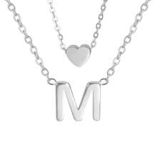 Set Of 2 Exquisite And Elegant Necklaces For Women With Letter Pendant And Heart Pendant, 18k Gold Plated Or 925 Silver Plated - 銀色 - 查看 10
