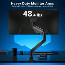 Single Monitor Mount, Gas Spring Monitor Arm 17 - 34 Inch Screens, Adjustable Computer Monitors Stand Up To 26.4lbs, With Clamp And Grommet Base, Mounting Holes 75 And 100mm GSMP001N Black - 57 inch + Đen - Xem 3