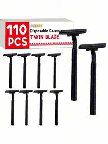 110 Pezzi di Rasoi Monouso a Doppia Lama con Coperchio di Sicurezza Trasparente, Rasoi Usa e Getta in Confezione Multipla per Uomo e Donna, Lama in Acciaio Inossidabile, Rasoio Portatile Multifunzione per Bagno, Hotel e Viaggio, Nero