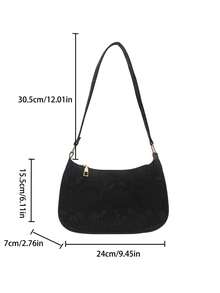 1pc Fish Scale Pattern PU Leather Zipper Closure Shoulder Bag For Women, Suitable For Everyday Use In Autumn/Winter - Black - View 2