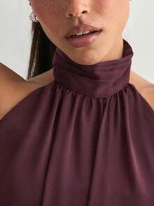 Women Cute Puffy Halterneck Top Sleeveless Open Back Tank Tops Fashion Button Neck Crop Tops Summer Y2K Loose Vest For Club Party Streetwear Going Out Outfit - Red Violet - View 5