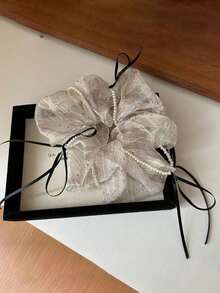 1 pieza Coletero de tul con adorno de perlas - Elegante coletero grueso para mujer, sujetador de coleta y moño con encanto romántico, sujetadores de coleta, bandas elásticas para el cabello, cuerdas para el cabello, accesorios para el cabello como regalo, accesorios para la cabeza, banda elástica - Multicolor - Ver 18