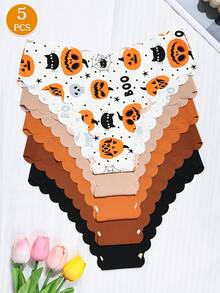 5 piezas de bragas sin costuras con estampado de Halloween para mujeres, con dobladillo acampanado, de spandex de secado rápido y transpirable, adecuadas para uso diario y fiestas de disfraces