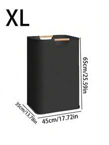 1 件亚麻洗衣篮，可折叠便携式织物洗衣篮，适用于家庭、卧室、浴室，存放脏衣服、玩具，可折叠大容量储物篮，带木柄洗衣篮，洗衣篮，浴室收纳篮，篮子，储物篮，可折叠洗衣篮 - 黑色 - 查看 9