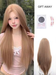 alicegarden Tóc giả ren trán 4 * 1, Tóc giả thẳng ren trán, Tóc giả thẳng dài 30 inch màu vàng vải lanh, Tóc giả tự nhiên dệt bán phần hàng ngày, Tóc giả thực tế sử dụng hàng ngày tự nhiên - Vàng lanh - Xem 9