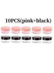 Przezroczyste, puste słoiki na próbki kosmetyków 20/10/5/1 szt./50 szt. (wraz z łyżeczką) / 5 g, plastikowe słoiki, wielokolorowy krem do twarzy i balsam, szminka, cień do powiek, puder do paznokci, biżuteria, eleganckie i małe, wygodne w noszeniu, wielokrotnego użytku, akcesoria podróżne (różowy, biały, czarny)