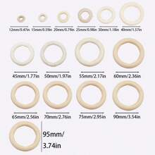 10-100pcs/pack Natural Solid Wood Round Ring With Bark Edge, For Diy Jewelry Making, Crafting And Wood Carving, Diameter Range: 12-95mm - Wood ring (log color) - View 2