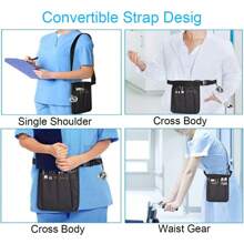 1pc Black Nurse Tool Waist Bag Portable First Aid Medical Supplies Storage Bag, European And American Style