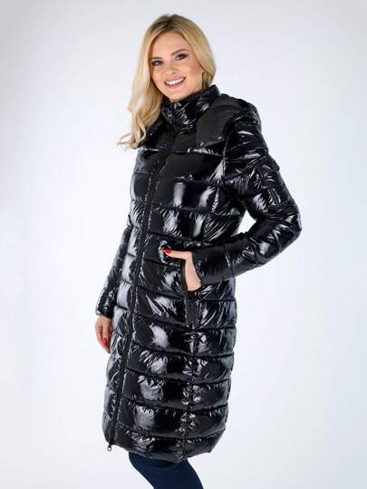 Jaqueta feminina acolchoada leve e acolchoada com capuz e bolha embalável