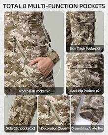 Men's Casual Cargo Pants Military  Camo Pants Combat Work Pants With 8 Pockets-20256688 - Desert Camo - View 4