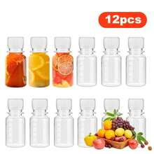 1/6/12 Pcs Small Ginger Shot Bottles, 2oz Mini Juice Bottle With White Screw Lid Vial Beverage Container Freezer , Leak Proof, Reusable Clear Shot Jars With Scale For Liquids Juice, Jam - Black - View 15