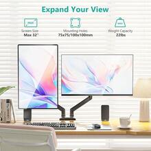 Dual Monitor Mount, Adjustable Gas Spring Monitor Desk Stand 2 Monitors, Heavy Duty Monitor Arm Up To 32 Inch Screen, Hold Up To 22lbs, Mounting Holes 100x100mm GSMP002N Black - 32吋+黑色 - 查看 2
