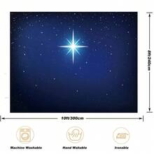 2D Striscione piatto, sfondo natalizio con cielo notturno blu e stelle - Sfondo fotografico in tessuto riutilizzabile per scene della natività con effetto di luce sacra, perfetto per feste e decorazioni di festival, sfondo fotografico per festival | Amplificatore dell'atmosfera del festival | Qualità di stampa distintiva