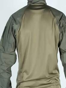 Men's Tactical Frog Shirt - Durable Multi-Pocket Long Sleeve Stand Collar Outdoor Shirt, Machine Washable, Sizes S-3XL For Hiking, Camping, Fishing & Casual Wear, Solid Color Design, Reinforced Material, Heavy-Duty Construction - 軍綠色 - 查看 5