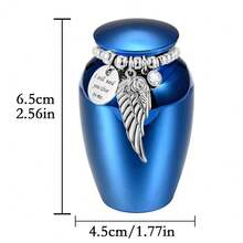 小型纪念骨灰盒，适用于纪念人类宠物骨灰，2.56 英寸，带翼形吊坠，迷你火葬骨灰盒，铝合金 - 彩色 - 查看 2