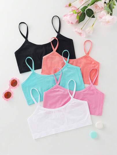 5 st/set flickor sömlösa bekväma casual mode camisole-bh:ar, lämpliga för studenter och tonåringar dagliga underkläder