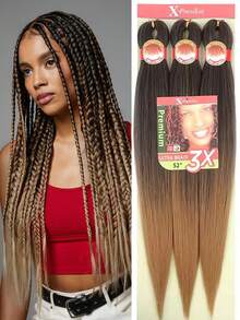 3 件 26 英寸预拉伸编织假发 - 防火光滑玉米辫编织，合成钩针接发，适合所有种族的男士和女士 - 黑色 - 查看 18