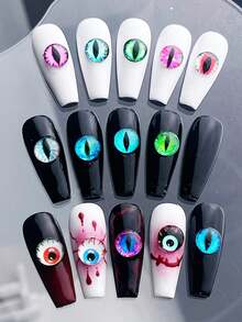 10pcs/50pcs/100pcs Cute Animal Eye 3D Crystal Nail Art Rhinestone Mixed Style Y2K Halloween Dark Acrylic Nail Decorations DIY Manicure Supplies, Random Color