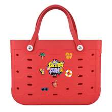 1pc Large Women's Beach Bag, Large Capacity Geometric Pattern Open Design Beach Bag, Waterproof And Sandproof Multifunctional EVA Handbag, EVA Tote Bag, Rubber Vegetable Basket Bag, Suitable For Beach, Swimming Pool, Vacation, Travel, Camping - Fashionable And Casual Shopping Bag - 彩色 - 查看 21