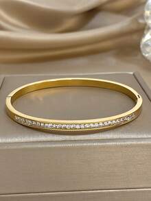 3 Piezas/1 Pieza Pulseras de Brazalete de Tenis de Acero Inoxidable Chapado en Oro de 18K Estilo Minimalista de Lujo para Mujeres, Joyería Bohemia para Halloween, Navidad, Acción de Gracias, Fiesta Diaria, Verano, Regalo para Mamá, Regalo de Regreso a Clases, Regalo de Cumpleaños, Regalo de Boda - Multicolor - Ver 7