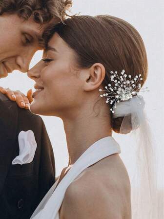 1 件手工仿珍珠发梳，适合女士新娘婚礼发饰