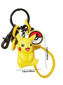 黄色造型吊坠/钥匙扣，采用优质PVC材料制成，配有彩色绳子、绒球吊坠和扣环，非常适合装饰钥匙和包包，展现您的热情，是所有年龄段的粉丝、游戏玩家和收藏家的理想之选，也是生日和节日的绝佳礼物。 - 皮卡丘 - 查看 10