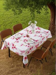 1 szt. obrus z PVC z nadrukiem kwiatu wiśni – wodoodporny, olejoodporny, plamoodporny, prostokątny obrus do jadalni, kuchni, na imprezę, piknik na świeżym powietrzu – dekoracja bez zagnieceń, łatwa w czyszczeniu