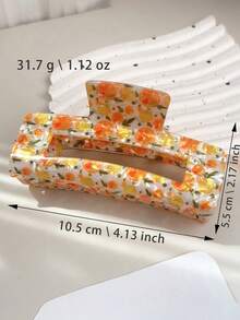 Kẹp tóc càng cua lớn, chống trượt cho tóc dày, kẹp tóc nhựa PVC in hoa màu cam dành cho nữ, phụ kiện tóc cho tóc tết, búi, đám cưới, dạ hội, kiểu tóc hàng ngày, kẹp tóc mùa thu, thời trang mùa thu, kẹp tóc hoa mùa đông cho trang phục đi nghỉ mát, mùa hè cho nữ - Nhiều màu - Xem 6