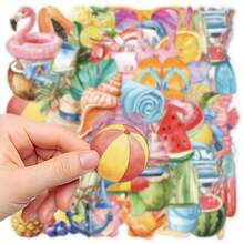 50张透明夏季贴纸，海洋度假贴纸，海洋动物贴纸，透明贴纸，海洋动物贴纸，沙滩贴纸，防水PET贴纸，适用于水瓶、电脑、笔记本电脑、手机、行李箱、笔记本、冰箱等。 - D - 查看 9