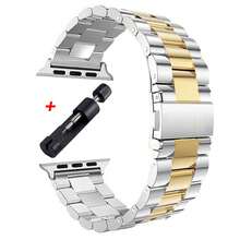 1pc Women's And Men's AppleWatch Band Bracelets Replaceable Strap Wristband, Stainless Steel Adjustable Quick Release Waterproof Breathable Bracelet Compatible With Apple Watch 38mm 40mm 41mm 42mm 44mm 45mm 49mm S10 S11 46mm/42mm,Fashionable Casual Sport Watch Bands Compatible With Apple Watch Band Ultra 11 10 9 8 7 - Silver Gold - View 19
