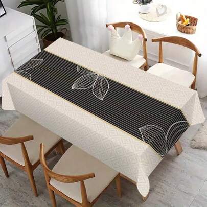 1 Piece Of Rectangular Tablecloth: Nordic-Style Tablecloth With Minimalist Linear Leaf Patterns, Made Of Polyester Fabric. It Is A Light-Luxury Table Decorative Cloth, An Ideal Choice For Home Textile Table Decoration. Washable And Reusable. Suitable For Daily Dining Rooms, Living Rooms And Theme Parties, And Can Be Used Indoors And Outdoors.