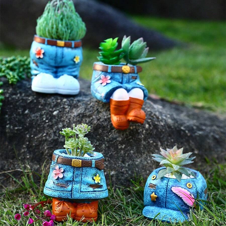 Cowboy Series Resin Ornament Flower Pot European And American Style Flower Pot Pastoral Style Flower Pot Decoration Ornament