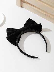 1pc Velvet Elegant Cute Bow Headband, Suitable For Holidays And Daily Wear - Black - View 4