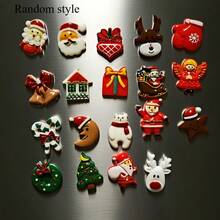 10 piezas/15 piezas Imanes de refrigerador de Navidad de resina mixta, diseños de árbol de Navidad y Papá Noel, adecuado para Navidad, a partir de 14 años