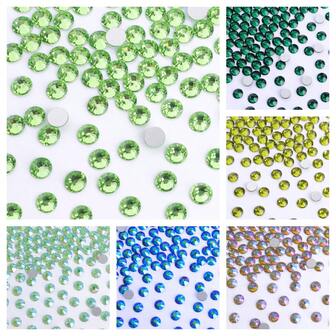 2025年热销绿色系统烫钻平底水钻高品质闪亮DIY服装通用工艺品家居装饰