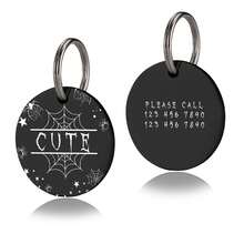 1pc Personalized Halloween Pet Ear-Shaped ID Tag - Customizable Round Halloween Pattern And Number Engraved Dog Cat Collar Tag - Multicolor - View 23